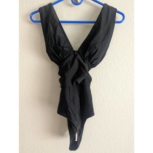 NWT Cupshe Deep Feelings Cross One-piece Black Swimsuit, Size XS